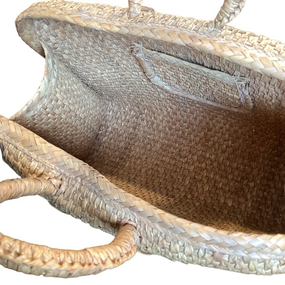 Vintage Large Wicker Satchel Briefcase Tote, Light Tan - Picture 3 of 15